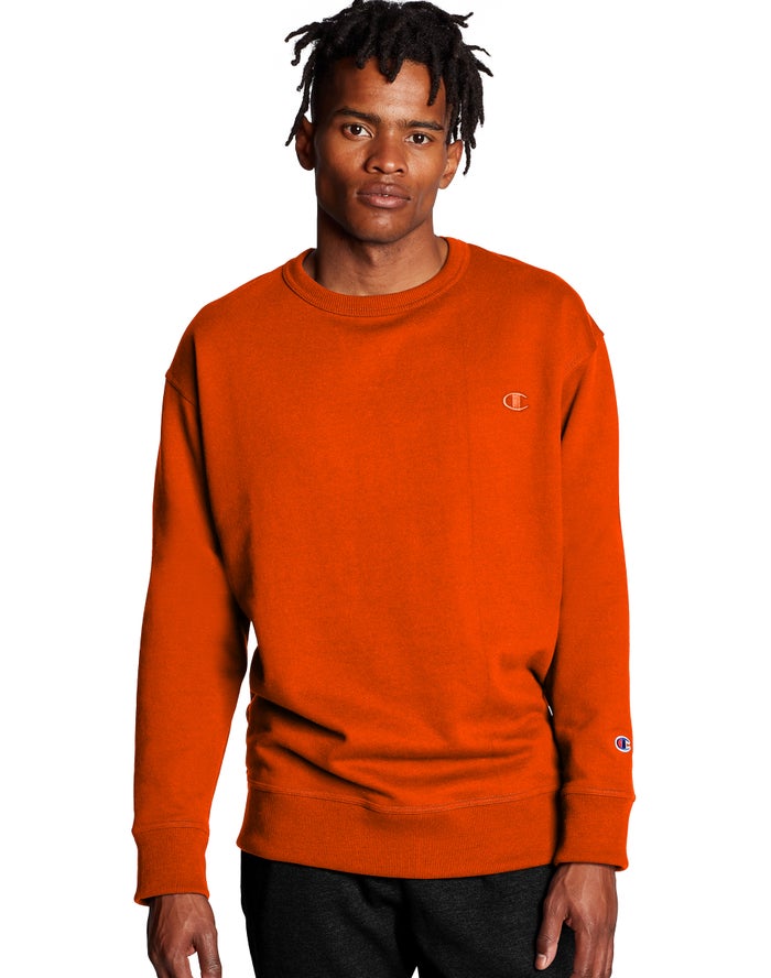 Champion Powerblend Fleece Crew C Logo Sweatshirt Heren - Oranje - Belgie 0238SYQJE